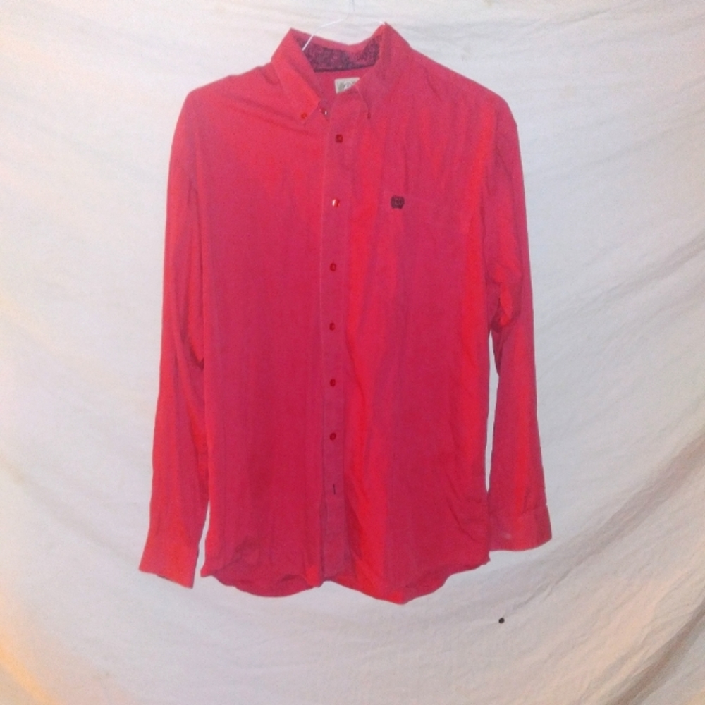 CLINCH Mens Hot Pink Botton Shirt M
